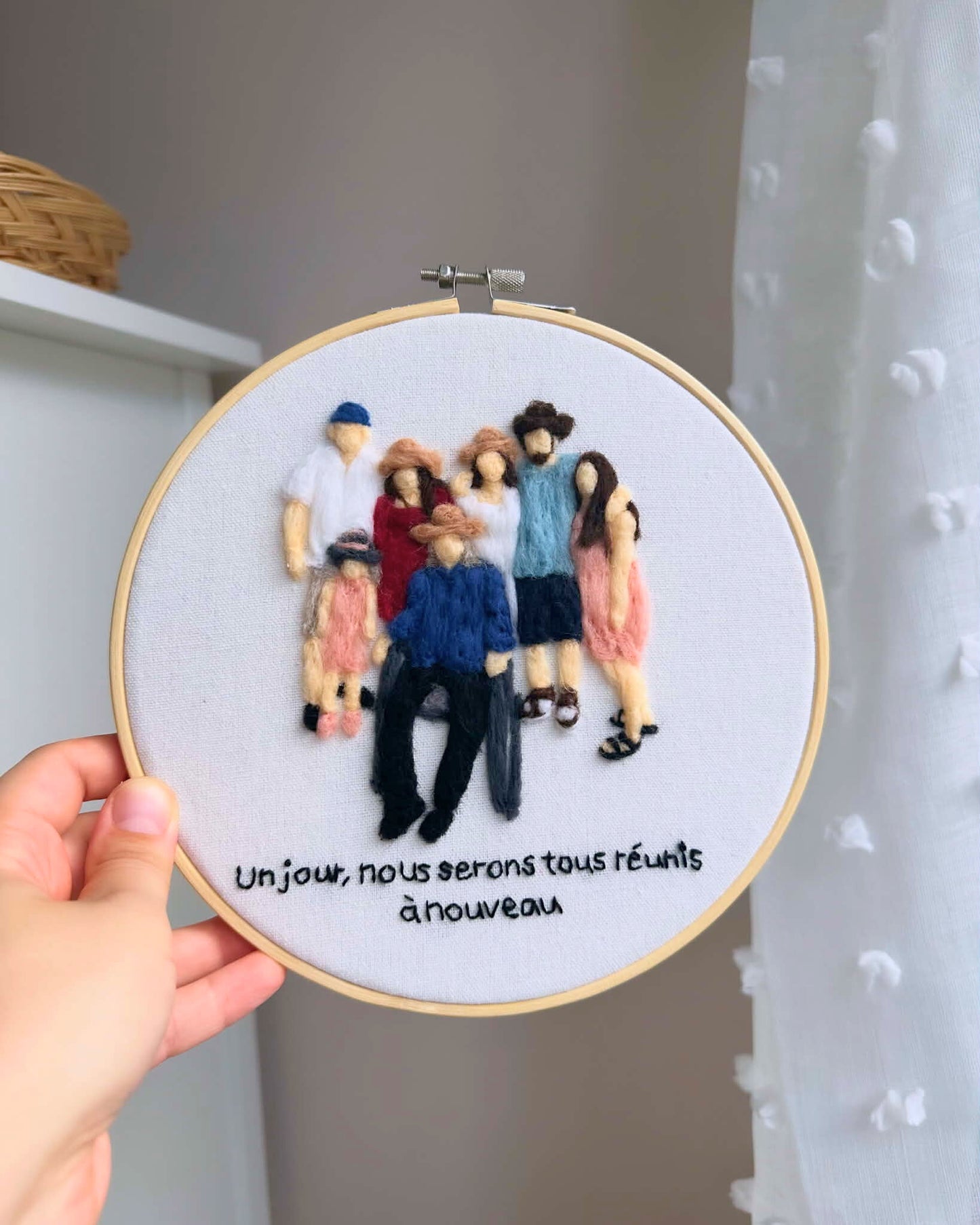Portrait de famille personnalisé feutré à l'aiguille