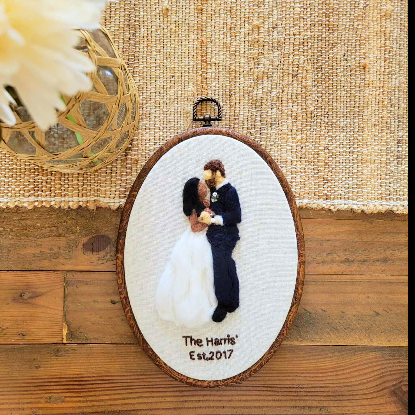 Portrait de famille personnalisé feutré à l'aiguille