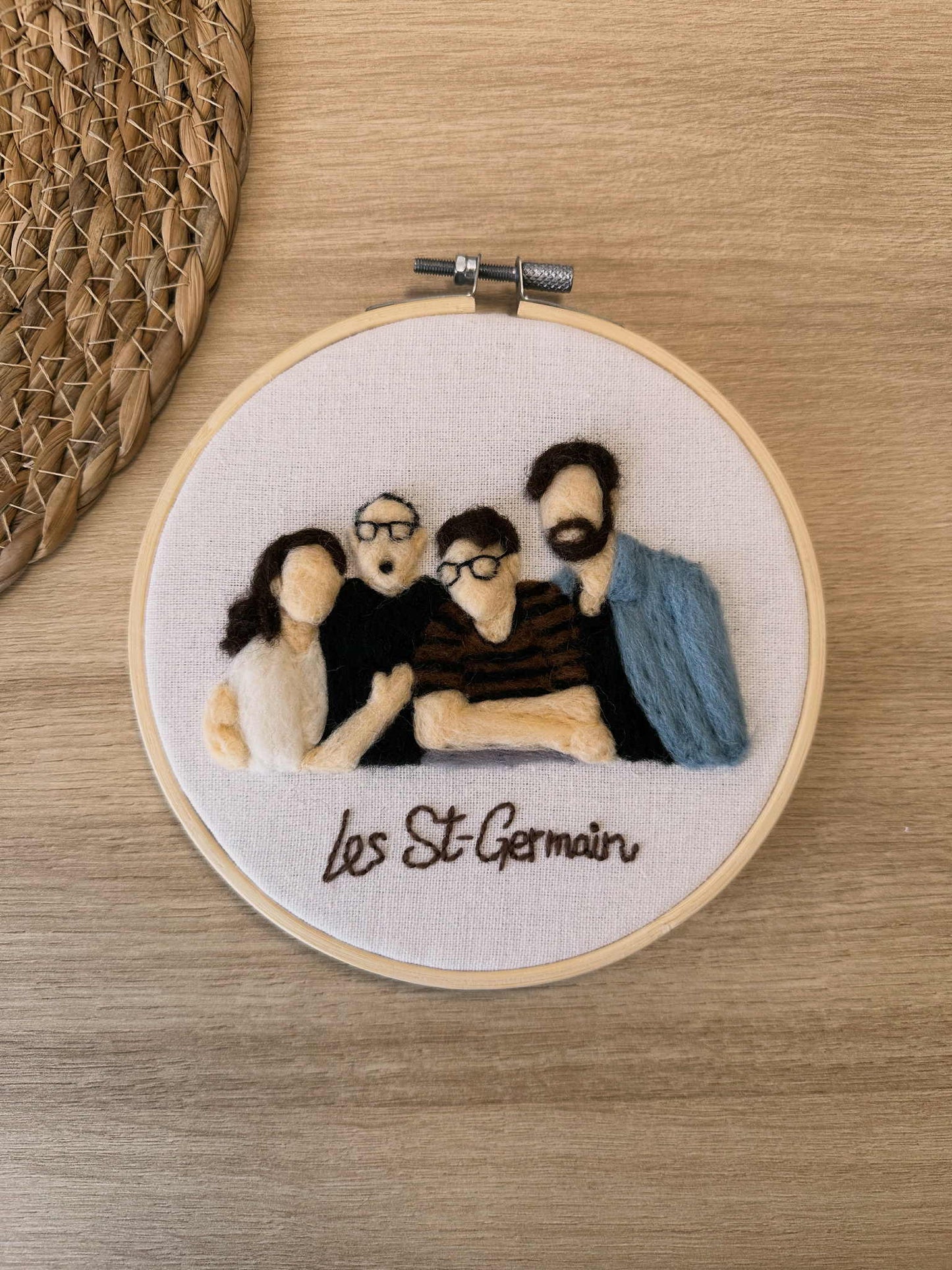 Portrait de famille personnalisé feutré à l'aiguille