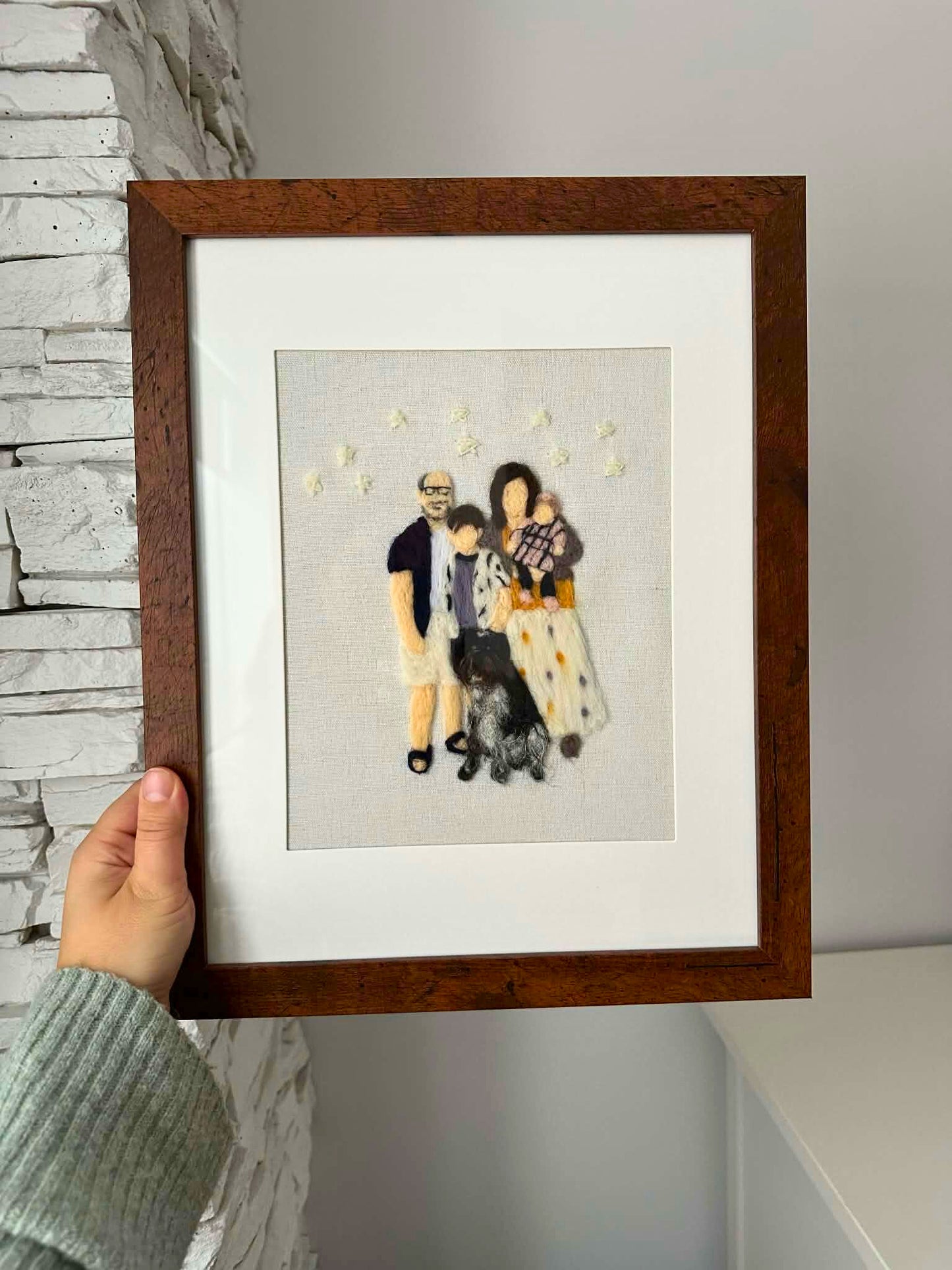 Portrait de famille personnalisé feutré à l'aiguille
